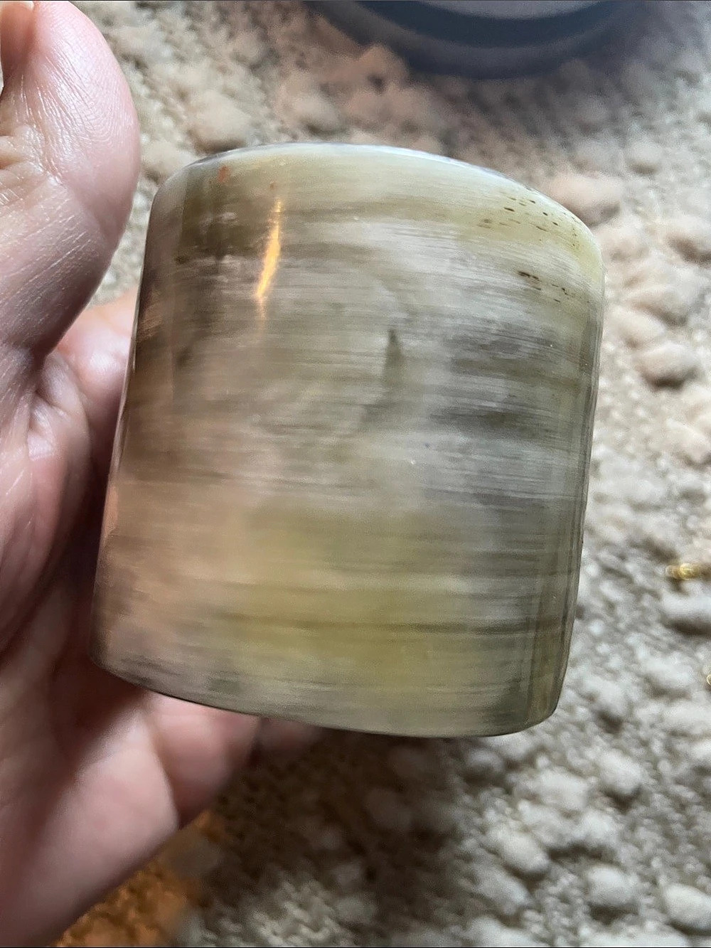Vintage Natural Water Buffalo Horn Wide Cuff Bracelet – Organic Marbled Thai